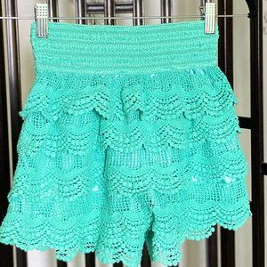 M USA Turquoise Blue Lace Shorts